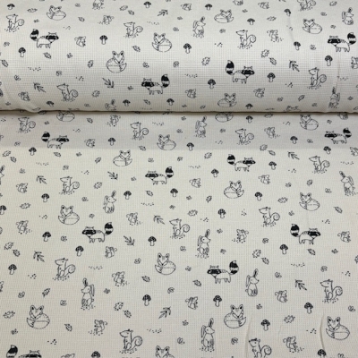 Waffeljersey | WALDTIERE | Schwarz Beige